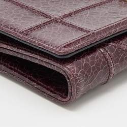 Pre Owned Dior Maroon Crinkled Leather Diorama Wallet On Chain