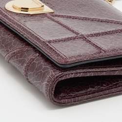Pre Owned Dior Maroon Crinkled Leather Diorama Wallet On Chain