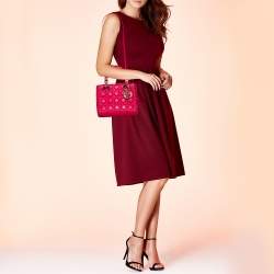 Pre Owned Dior Pink Cannage Leather Medium Lady Dior Tote