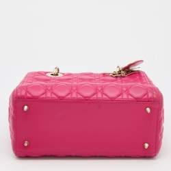 Pre Owned Dior Pink Cannage Leather Medium Lady Dior Tote