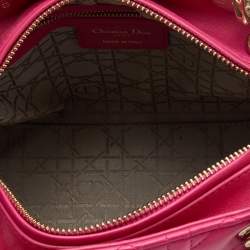 Pre Owned Dior Pink Cannage Leather Medium Lady Dior Tote