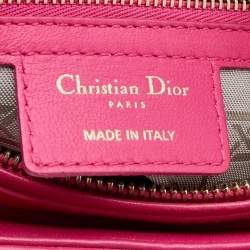 Pre Owned Dior Pink Cannage Leather Medium Lady Dior Tote