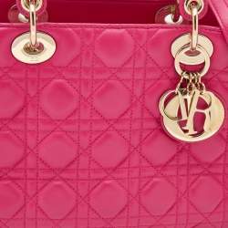 Pre Owned Dior Pink Cannage Leather Medium Lady Dior Tote