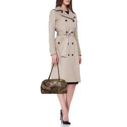 Pre Owned Dior Multicolor Camouflage Print Suede and Patent Leather Satchel