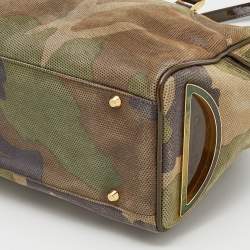 Pre Owned Dior Multicolor Camouflage Print Suede and Patent Leather Satchel