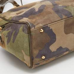 Pre Owned Dior Multicolor Camouflage Print Suede and Patent Leather Satchel