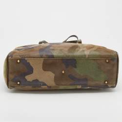 Pre Owned Dior Multicolor Camouflage Print Suede and Patent Leather Satchel