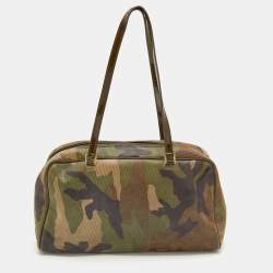 Pre Owned Dior Multicolor Camouflage Print Suede and Patent Leather Satchel
