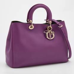Pre Owned Dior Purple Leather Large Diorissimo Shopper Tote