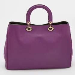 Pre Owned Dior Purple Leather Large Diorissimo Shopper Tote