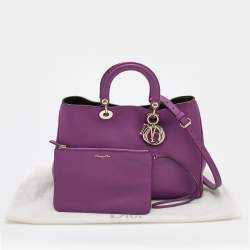Pre Owned Dior Purple Leather Large Diorissimo Shopper Tote