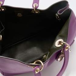Pre Owned Dior Purple Leather Large Diorissimo Shopper Tote