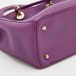 Pre Owned Dior Purple Leather Large Diorissimo Shopper Tote