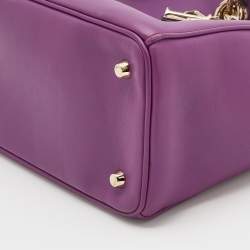 Pre Owned Dior Purple Leather Large Diorissimo Shopper Tote