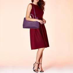 Pre Owned Dior Purple Leather Large Diorissimo Shopper Tote