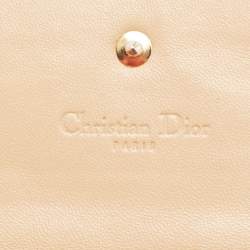Pre Owned Dior Beige Quilted Leather Lady Dior Wallet