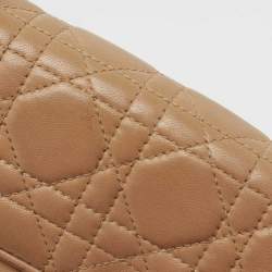 Pre Owned Dior Beige Quilted Leather Lady Dior Wallet