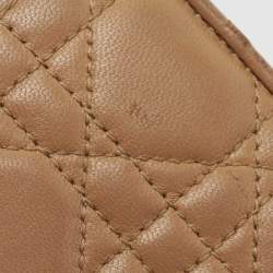 Pre Owned Dior Beige Quilted Leather Lady Dior Wallet