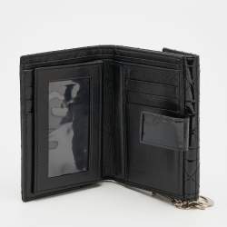 Pre Owned Dior Black Cannage Patent Leather Lady Dior Compact Wallet