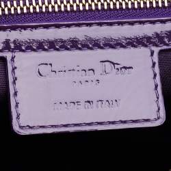 Pre Owned Dior Purple Cannage Patent Leather Large Soft Lady Dior Shopping Tote