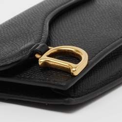Pre Owned Dior Black Leather Saddle Card Holder