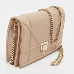 Dior Beige Leather Diorama Wallet on Chain