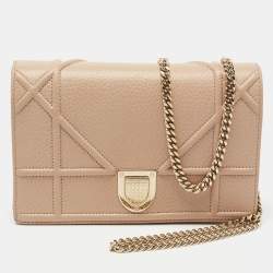 Dior Beige Leather Diorama Wallet on Chain