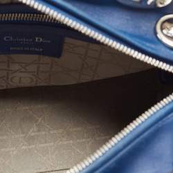 Dior Blue Cannage Quilted Leather Medium Lady Dior Tote