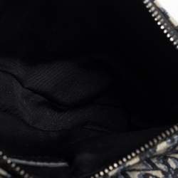 Pre Owned Dior Blue/Black Oblique Canvas and Leather Saddle Belt Bag