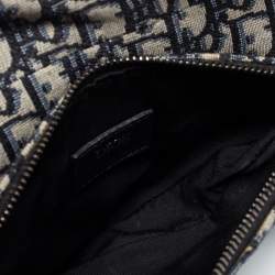 Pre Owned Dior Blue/Black Oblique Canvas and Leather Saddle Belt Bag