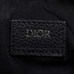 Pre Owned Dior Blue/Black Oblique Canvas and Leather Saddle Belt Bag