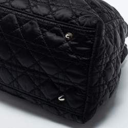 Pre Owned Dior Black Cannage Nylon Charming Lock Satchel