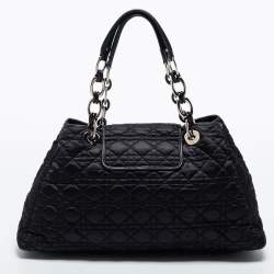 Pre Owned Dior Black Cannage Nylon Charming Lock Satchel