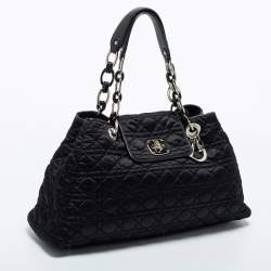 Pre Owned Dior Black Cannage Nylon Charming Lock Satchel