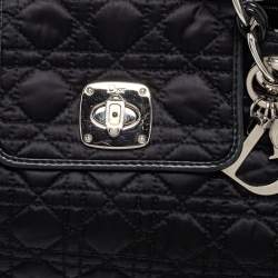 Pre Owned Dior Black Cannage Nylon Charming Lock Satchel