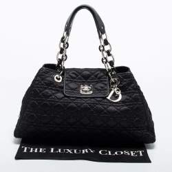 Pre Owned Dior Black Cannage Nylon Charming Lock Satchel