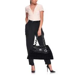 Pre Owned Dior Black Cannage Nylon Charming Lock Satchel