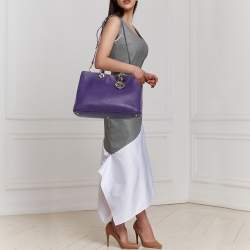 Pre Owned Dior Purple Leather Large Diorissimo Shopper Tote