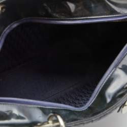 Pre Owned Dior Navy Blue Cannage Patent Leather Large Lady Dior Tote
