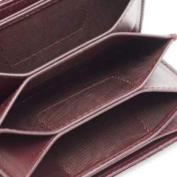 Pre Owned Dior Burgundy Cannage Patent Leather Lady Dior 5 Gusset Card Holder
