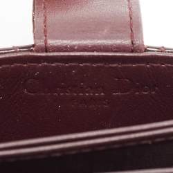Pre Owned Dior Burgundy Cannage Patent Leather Lady Dior 5 Gusset Card Holder
