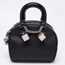 Pre Owned Dior Black Leather Gambler Dice Bowling Bag