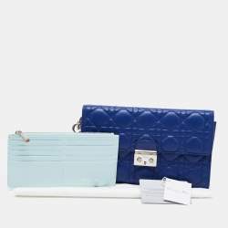 Pre Owned Dior Blue Cannage Leather Rendezvous Continental Wallet