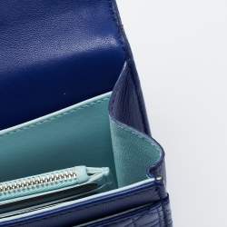Pre Owned Dior Blue Cannage Leather Rendezvous Continental Wallet
