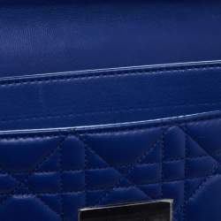 Pre Owned Dior Blue Cannage Leather Rendezvous Continental Wallet