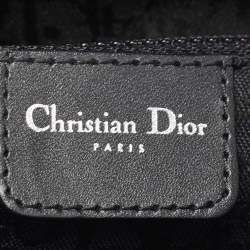 Pre Owned Dior Blue Cannage Satin and Patent Leather Mini Lady Dior Tote