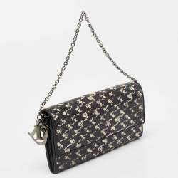 Pre Owned Dior Black/White Snakeskin Lady Dior Wallet on Chain