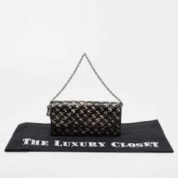 Pre Owned Dior Black/White Snakeskin Lady Dior Wallet on Chain