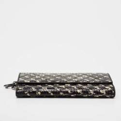 Pre Owned Dior Black/White Snakeskin Lady Dior Wallet on Chain