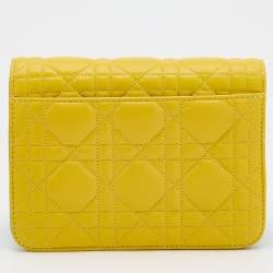 Pre Owned Dior Multicolor Cannage Quilted Leather Miss Dior Promenade Wallet On Chain